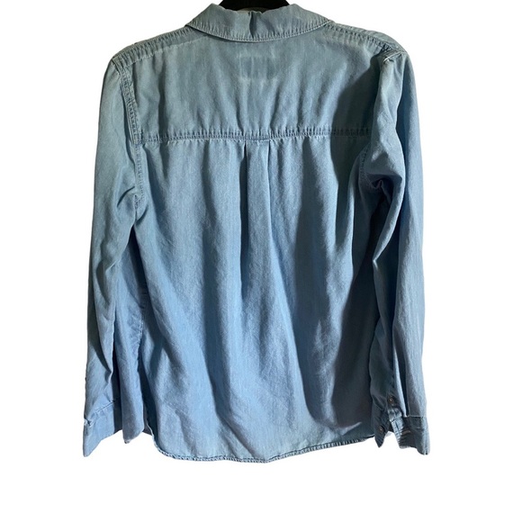 Haute Hippie | Medium Chambray "Lucia" Floral Embroidered Collared Button Down - Picture 9 of 9